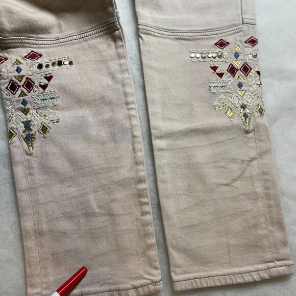 8ighth Dstrkt Mens Blue Pink Boho Embroidered Embellished Denim Jeans 40x34 - Picture 9 of 15